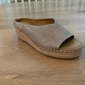 Franco Sarto Silver Sparkle Espadrille Platform